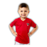 Camiseta Infantil São Paulo Vermelha Gola V Oficial