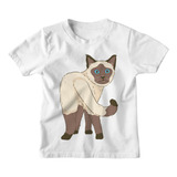 Camiseta Infantil Siamês Raça Gato Olho