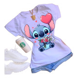 Camiseta Infantil Stitch Lilo Balão
