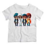 Camiseta Infantil The Beatles Integrantes Cartoon