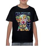Camiseta Juvenil Dean Russo Dálmata Luv Colorida Cachorro Neon Filhote Infantil Preto M