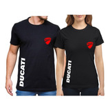 Camiseta Kit Casal Grau Moto Ducati Lateral Marcha