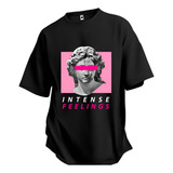 Camiseta Larga Oversized Estatua Feeling Top Moda Streetwear