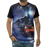 Camiseta Locomotiva Pintura Trem Camisa Arte