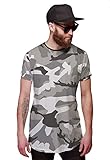 Camiseta Longline Camuflada Cinza Exército Style