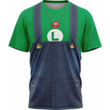 Camiseta Luigi Traje Temática Camisa Fantasia