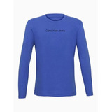 Camiseta M Longa Jeans Boy Logo Centralizado Calvin Klein