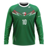 Camiseta Manga Longa Filtro Uv México Copa Torcedor Retrô