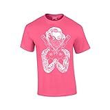 Camiseta Marilyn Monroe Gangster Guns Tattoo  Neon Pink  Large