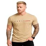 Camiseta Masculina Casual Paris Estampada Algodão Premium 30-1 - Bege-M
