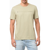 Camiseta Masculina Curta Palito Natural Verde Calvin Klein