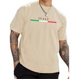 Camiseta Masculina Italia Faixa 3 País Camisa Basica Algodão