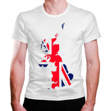 Camiseta Masculina Paises Reino Unido Mapa