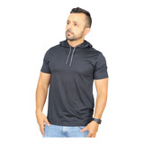 Camiseta Masculina Plus Size Com Capuz Mnga Curta Com Touca