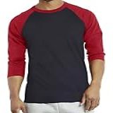Camiseta Masculina Raglan Baseball Camisetas Casuais Borgonha Preta XGG