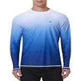 Camiseta Masculina Rash Guard FPS 50 Com Proteção Solar UV Secagem Rápida Manga Comprida Camisas De Praia Para Pesca Dégradé Azul Marinho 5X Large