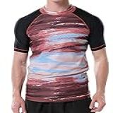 Camiseta Masculina Rash Guard Manga Curta Proteção Solar UV Secagem Rápida água Surf Camisas FPS 50 Marrom Impressão Tie Dy GG 