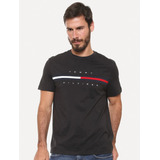 Camiseta Masculina Tommy Hilfiger Essential Flag Sash Preta