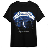 Camiseta Metallica Ride The Lightning Banda De Rock Preta Un