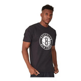Camiseta Nba Estampada Logo Grande Brooklyn Nets Preta