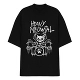 Camiseta Oversized Meme Gato Preto Heavy