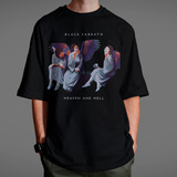 Camiseta Oversized Rock Black Sebbath Album Heaven And Hell