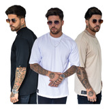 Camiseta Oversized Streetwear Camisa Unissex Cores Kit 3