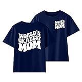 Camiseta Para Crianças Meninas Estampa Fofa Mangas Curtas Tops Tamanho 100 A 160 Mom Love Camiseta Uso Diário Tops Azul 11 12 Anos 