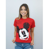 Camiseta Personagem Feminina Modelo Mickey Red