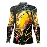 Camiseta Pesca Camisa Mar Negro Tucunaré Proteção Solar