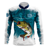 Camiseta Pesca Fator Proteção Solar Sublimada Tucunaré Azul