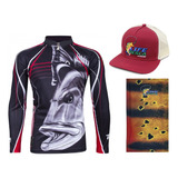 Camiseta Pesca King Proteção Solar Viking 09 boné bandana