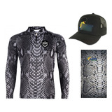 Camiseta Pesca King Proteção Solar Viking 17 boné bandana