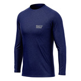 Camiseta Pesca Poliamida Mar Negro Proteção Solar Dryfit 50 