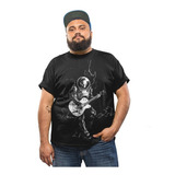 Camiseta Plus Size Astronauta Guitar Caveira