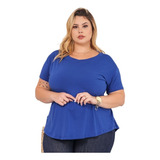 Camiseta Plus Size Feminina De Malha Fria Soltinha Lisa