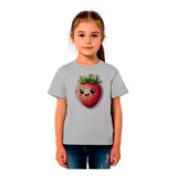 Camiseta Poli Infantil Cinza Moranguinho Cartoon Fofo