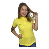 Camiseta Polo Amarela Logo Aeropostale Feminina
