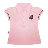 Camiseta Polo Do Corinthians Infantil Oficial Rosa