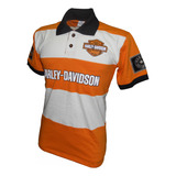 Camiseta Polo Harley Davidson Rugby Laranja