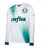 Camiseta Puma Palmeiras Torcedor Away Ls Branco verde