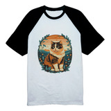 Camiseta Raglan Animal Print Gato Gato Raça Ragdoll