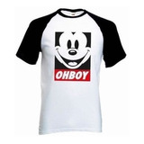 Camiseta Raglan Curta Mickey Oh Boy