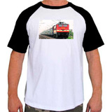 Camiseta Raglan Estampa Transporte Trem Passageiros