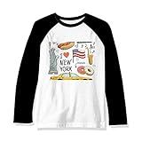Camiseta Raglan I Love New York Hot Dog Donuts America Texi Manga Comprida Multicor 3X Large