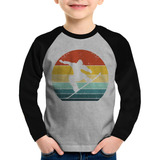 Camiseta Raglan Infantil Snowboard Retro Snowboarding