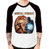 Camiseta Raglan Mortal Kombat 9 3 4