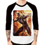 Camiseta Raglan Mortal Kombat 9 Scorpion 3 4