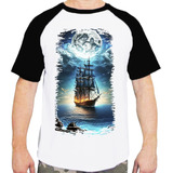 Camiseta Raglan Transporte Barco Veleiro Caravela 66