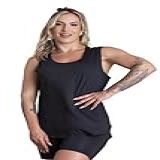 Camiseta Regata Cavada Feminina Tapa Bumbum Fitness Academia Musculação Tecido Leve F7 NEW STYLE BR Alfa GG Regular Preto 